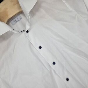 Eton Dress Shirt Men 16 / 41 White Contemporary Signature Twill Dark Buttons